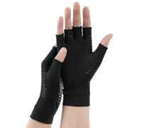 Qipeika Gants de protection anti-pression antidérapants demi-doigts - Gants de rééducation et de sport - 294 - Noir - M