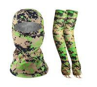 Qipeika Manches longues en soie glacée pour protection solaire d'extérieur - Vert camouflage