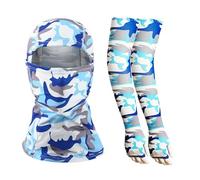 Qipeika Manches longues en soie glacée pour protection solaire extérieure - Camouflage bleu ciel