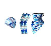 Qipeika Sports de plein air Ice Silk Cyclisme Cap Sun Screen Hanging Ear Triangle Towel Inner Hat - Camouflage Sky Blue