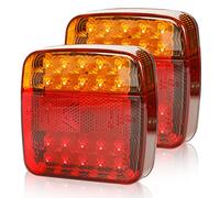 Qiping 2 Pcs led feux remorque 12v avec éclairage de plaque d'immatriculation, feu de arrière stop étanche avec E-mark pour camion, camionnette, caravane, tracteur, véhicule agricole