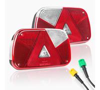 Qiping 2PCS Feux Remorque, 12V Feux Arriere Remorque De Lumière,Avec 2pcs Long de 30cm Câble de Prise de 5 Broches pour Remorque Véhicules Agricole Caravane