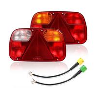 Qiping 2PCS Feux Remorque, 12V Feux Arriere Remorque De Lumière,Avec 2pcs Long de 30cm Câble de Prise de 5 Broches pour Remorque Véhicules Agricole Caravane