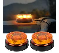 Qiping 2PCS Gyrophare LED Orange, 12V-24V Orange-Phare d’Avertissement Clignotant avec 6 Modes de Flash Strobe Beacon Light Ambre pour Camion Tracteur Caravane IP67 étanche E-Mark E9