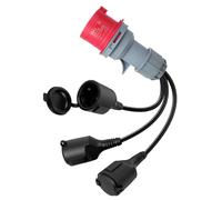 Qiping Adaptateur CEE - Répartiteur de courant élevé - 400 V 16 A vers 3 x 250 V - Répartiteur de courant CEE 400 V vers 250 V avec couvercle rabattable pour industrie, camping, bateau, caravane
