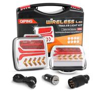 Qiping Feu remorque sans fil, magnétique 12v feux remorque approuvé ECE pour voiture camion caravan, étanche rechargeable, feu arriere remorque avec prise 7 broches