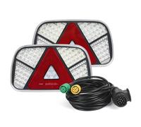 Qiping Feux arrière LED 12 V/24 V avec 2 câbles 6 broches de 5 m, 7 fonctions, pour caravane/camping-car/camion/remorque