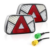 Qiping feux remorque 12/24 V, feux de remorque led avec jeu de câbles 2 x 6 broches de 30 cm,7 fonctions feu remorque,pour caravane/camping-car/camion/remorque