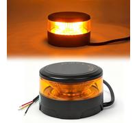 Qiping Gyrophare LED, 12V-24V Orange-Phare d’Avertissement Clignotant avec 7 Modes 18 LED de Flash Strobe Beacon Light Ambre pour Camion Tracteur Caravane IP67 étanche ECE R65 R10 E9