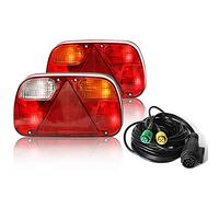Qiping kit éclairage remorque 13 broches (lelf/right) feux arriere remorque voiture 12v homologué e-mark avec Cable 5.5m précablé prise 13 pin et baionnette 5 pin
