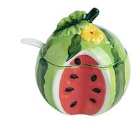 QIPUCNLYA Sucrier en céramique forme de fruit avec couvercle, petits bols colorés for sel et poivre, pot d'assaisonnement for cuisine, citron vert, 0,3 L (couleur : pastèque, taille, L)(Watermelon)