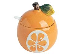QIPUCNLYA Sucrier en céramique forme de fruit avec couvercle, petits bols colorés for sel et poivre, pot d'assaisonnement for cuisine, citron vert, 0,3 L (couleur : pastèque, taille, L)(Oranje)