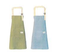 qipuneky 2 Pièces Tablier Cuisine,72cmx68cm Reglable Tablier de Menage, Tablier en Coton et Lin Etanche avec 2 Poche, pour Cuisine Familial, Restaurant, Jardin, Barbecue, École, Café