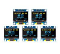 QIQIAZI Écran OLED de 0,96", module I2C, 5 pièces, 128 x 64 pixels, module d'affichage, compatible avec Arduino et Raspberry Pi, jaune/bleu
