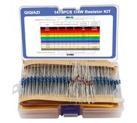QIQIAZI Lot de 1475 résistances avec 52 valeurs de résistance 0 ohms - 5,6 m ohm 1/4 W - Film métallique de haute précision - Avec 50 diodes de commutation IN4148