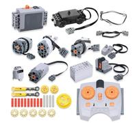 QIQIAZI Servo Motor Power Function Set de 45 moteurs électriques pour jouets avec moteur M/L/XL/servo/entraînement, boîte à piles, télécommande infrarouge, câble de rallonge, compatible avec technique