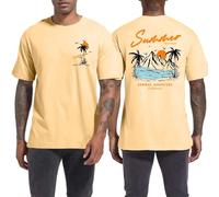 Qiqilyly T-shirt pour homme avec imprimé palmier pour homme surdimensionné imprimé hawaïen T-shirt en coton T-shirt d'été soleil plage col rond manches courtes été décontracté style urbain, Orange