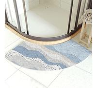 QIQIQ Tapis de Bain Courbé Shag Doux pour Douches d'angle de Douche Lavable Antidérapant et Absorbant Résistant 100x45 cm