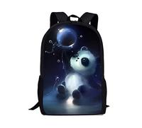 QIQISE Ensemble sac à dos d'école, sac à déjeuner, trousse à crayons, sacs à dos avec imprimé terrier mignon, pour enfants/filles, 43,9 cm, sac à dos, Panda1., Taille unique, Sacs à dos traditionnels