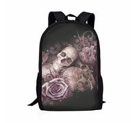QIQISE Sac à dos d'école pour garçons et adolescents, cartable pour enfants, sac à dos étanche, grande capacité, Tête de mort florale., taille unique