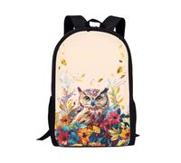 QIQISE Sac à dos pour filles, garçons, enfants, sac à dos pour école primaire primaire maternelle, sac d'école, poulet, fleurs, Fleurs de chouette, taille unique