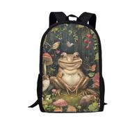 QIQISE Sacs à dos d'école pour enfants, sacs d'école primaire légers, 43,2 cm, sac à livres décontracté, mignon panda rouge, Grenouille florale, taille unique