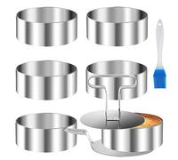 QIQN Cercle à Patisserie en Acier Inoxydable 8cm Diamètre Anneau à Gâteau Rond Moules à Mousse Anneaux à Dessert avec Poussoir et Spatule pour Mousses Dessert Gâteau Lot de 8
