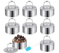 QIQN Emporte Piece Rond Cercle a Patisserie 8cm Anneau à Gâteau en Acier Inoxydable Mousse Anneaux à Dessert avec Poussoir pour Desserts Biscuits Pâtisserie Gâteaux Mousses Lot de 8