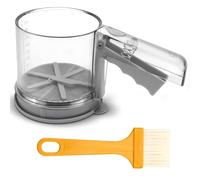 QIQN Épandeur à sucre en poudre - Avec tamis à farine - Moulin à sucre en poudre à une main - Double saupoudreur avec couvercle de fond pour farine, poudre de chocolat, amande, sucre en poudre