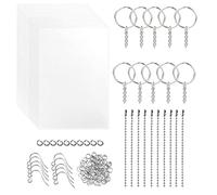 QIQN Feuille Plastique Fou 160 Pièces Papier Fou Magique Dingue Kit pour DIY Artisanat L'Impression Le Bricolage à La Main Les Insignes et Les Bijoux Les Pendentifs Porte-Clés