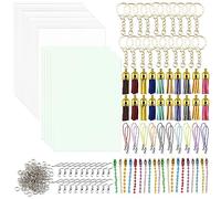 QIQN Plastique Fou Dingue Magique Papier Fou Kit de Feuille de Plastique Thermorétractable avec d'Accessoires Porte Clé pour DIY Artisanat L'Impression Le Bricolage à La Main Les Insignes (25)