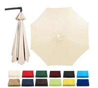 QIQVIV Rechange Toile De Parasol De Jardin 2m 2.7m 3.0m Dessus De Parapluie De Remplacement pour 6 Ribs 8 Ribs, Bâche De Remplacement Toile De Rechange pour Parasol(White,(6Rib) 3.0m/118in)
