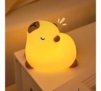 QIRAHQI Veilleuse Bébé, Veilleuse Capybara pour Enfants - Lampe Tactile USB Rechargeable, 3 Niveaux de Luminosité, Minuteur 30 Min, Veilleuse en Silicone pour Chambre d'Enfant, Cadeau Garçon et Fille