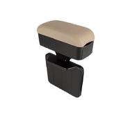 Qirc Accoudoir de voiture pour console centrale - Hauteur réglable - Universel, Beige avec porte-gobelets
