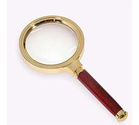 Qirc Loupe de poche avec poignée en bois - Grossissement : 10x - Adaptée pour la maison, les études, la lecture, le dépannage (diamètre de 70 mm, style antique - rouge)