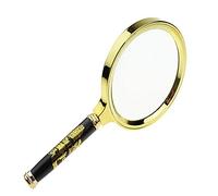 Qirc Loupe portative avec poignée en Bois 10X pour études à Domicile, Lecture (60 mm de diamètre, Noir - Style Antique)