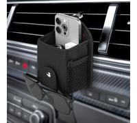 Qirc Poche pour grille d'aération de voiture, organiseur universel pour lunettes de soleil avec clip, sac de rangement intérieur de voiture pour téléphone, pièces de monnaie, clés, petits objets