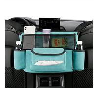 Qirc Porte-sac à Main de Voiture Entre les Sièges, Organiseur de Rangement en Daim, Durable, à Suspendre, Grande Capacité, pour Siège Avant (Bleu)