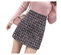 Qiribati Jupe Féminine À Taille Haute en Tweed Hanche Enveloppée De Ligne