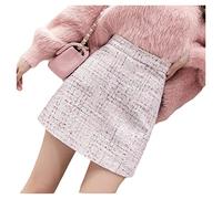 Qiribati Jupe Féminine À Taille Haute en Tweed Hanche Enveloppée De Ligne