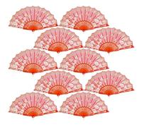 QIRMIZI Lot de 10 éventails pliables de style espagnol pour mariage, thé, danse, église, spectacle, décoration d'intérieur, festival, cadeau, rouge