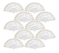 QIRMIZI Lot de 10 éventails pliables - Éventails portables de style espagnol, lot d'éventails manuels pour mariage, thé, danse, église, performance, décorations de maison, festival, cadeau, blanc