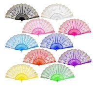 QIRMIZI Lot de 10 éventails pliants de Style Espagnol pour Mariage, thé, Danse, église, Spectacle, décoration d'intérieur, Festival, Cadeau, mélange