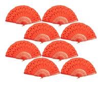 QIRMIZI Lot de 30 éventails pliants à main - Éventails espagnols pour femme - En vrac pour fête, mariage, église, danse, festivals de musique, carnavals, décoration d'événements EDM, rouge