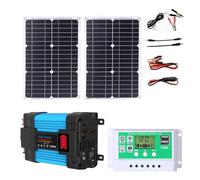 QIRUIQ Kit Complet De Panneaux Solaires 4000W 6000W 12V À 110V/220V avec Panneau Photovoltaïque Pliable 50W Et Contrôleur 50A Générateur Solaire Système De Réseau Domestique(4000W,12V-220V)