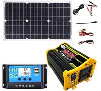 QIRUIQ Kit solaire 4000 W 12 V à 110 V/220 V, système d'alimentation solaire pour la maison avec contrôleur 30 A, panneau solaire 18 W 12 V, générateur autonome pour camping-car, maison (noir, 12 V