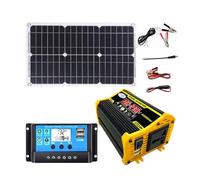 QIRUIQ Kit Solaire 4000W 12V Vers 110V/220V, Système D'Énergie Solaire Pour Maison Avec Contrôleur 30A, Panneau Solaire 18W 12V, Générateur Autonome Pour Camping-Car, Maison(Black,12V-220V)