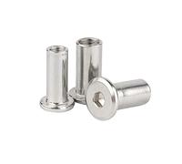 QIRUIRED Lot de 5 écrous hexagonaux M6 x 30 mm en acier inoxydable 304 à tête plate - Filetage interne - Écrous cylindriques ou boulons de verrouillage