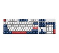 Qisan Clavier de jeu mécanique - Clavier filaire - Rétroéclairage LED - Blanc/bleu/rouge - Combo 104 touches - Clavier de jeu américain avec amovible, interrupteur bleu