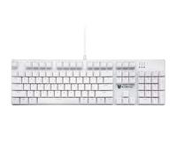 Qisan Clavier de jeu mécanique filaire - Rétroéclairage LED blanc - 104 touches - Disposition américaine - Avec interrupteur amovible - Bleu